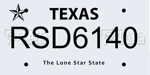 RSD6140 Texas License Plate