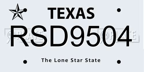 RSD9504 Texas License Plate