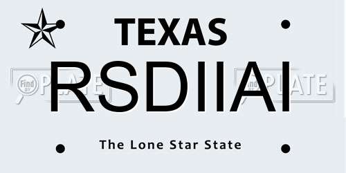 RSDIIAI Texas License Plate