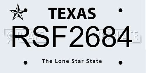 RSF2684 Texas License Plate