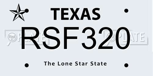 RSF320 Texas License Plate
