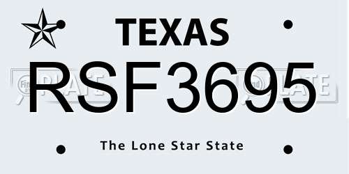 RSF3695 Texas License Plate