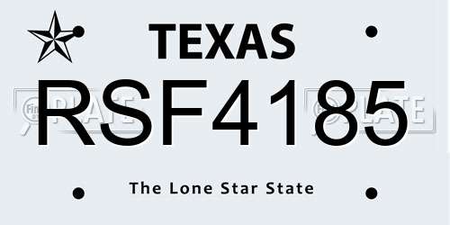 RSF4185 Texas License Plate