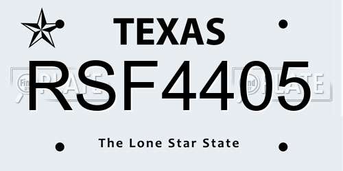 RSF4405 Texas License Plate