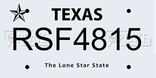 RSF4815 Texas License Plate