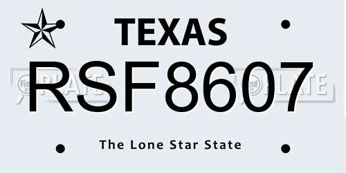 RSF8607 Texas License Plate