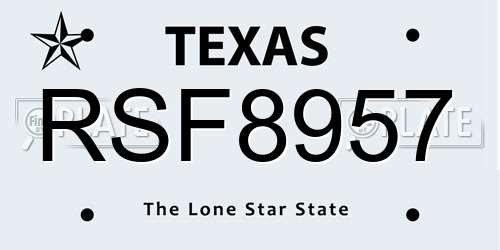 RSF8957 Texas License Plate