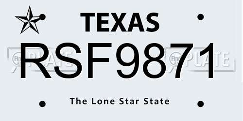 RSF9871 Texas License Plate