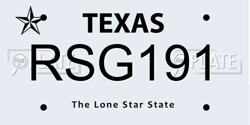 RSG191 Texas License Plate
