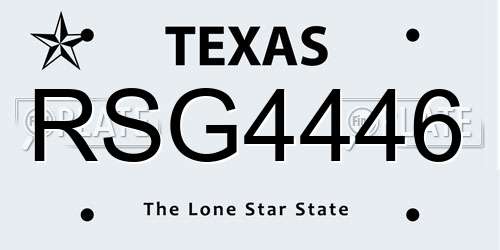 RSG4446 Texas License Plate