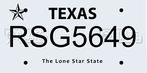RSG5649 Texas License Plate
