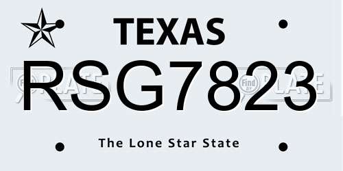 RSG7823 Texas License Plate