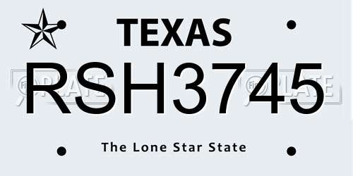 RSH3745 Texas License Plate