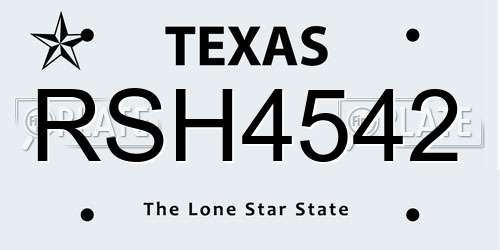 RSH4542 Texas License Plate