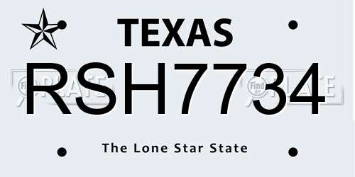 RSH7734 Texas License Plate