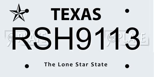 RSH9113 Texas License Plate