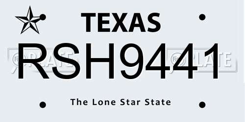 RSH9441 Texas License Plate