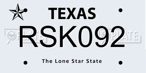 RSK092 Texas License Plate