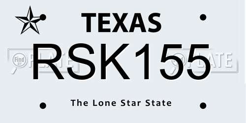 RSK155 Texas License Plate