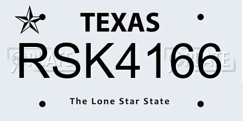 RSK4166 Texas License Plate