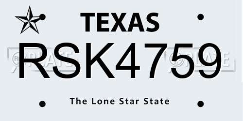 RSK4759 Texas License Plate