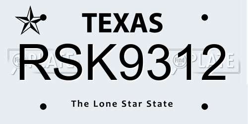 RSK9312 Texas License Plate