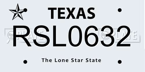 RSL0632 Texas License Plate