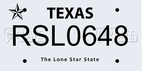 RSL0648 Texas License Plate