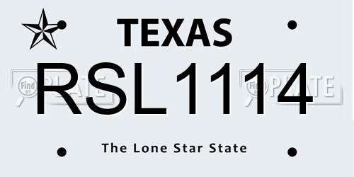 RSL1114 Texas License Plate