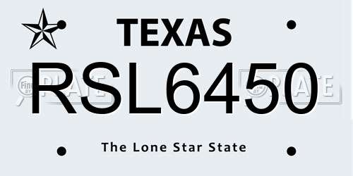 RSL6450 Texas License Plate