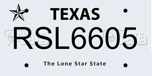 RSL6605 Texas License Plate