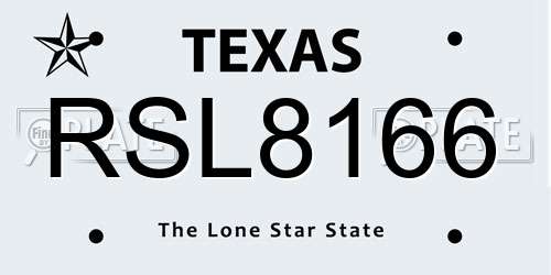 RSL8166 Texas License Plate