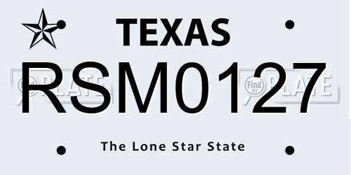 RSM0127 Texas License Plate