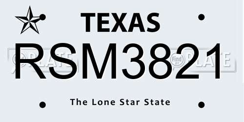 RSM3821 Texas License Plate