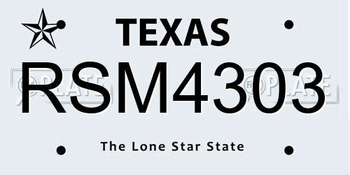 RSM4303 Texas License Plate