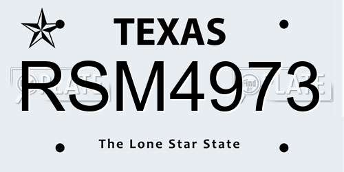 RSM4973 Texas License Plate