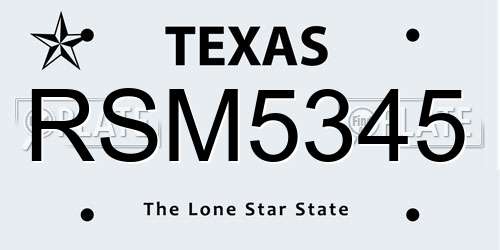 RSM5345 Texas License Plate