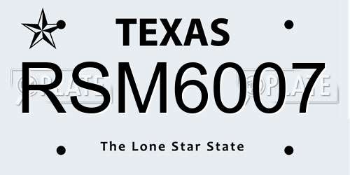 RSM6007 Texas License Plate