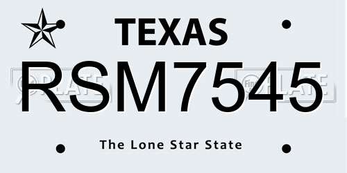 RSM7545 Texas License Plate