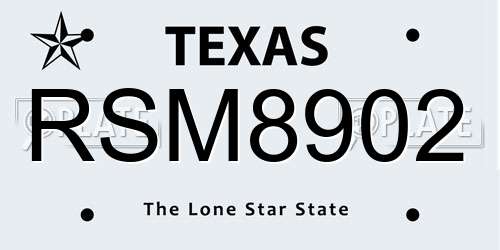 RSM8902 Texas License Plate
