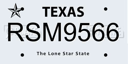 RSM9566 Texas License Plate