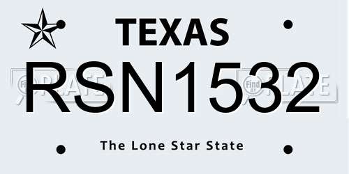 RSN1532 Texas License Plate
