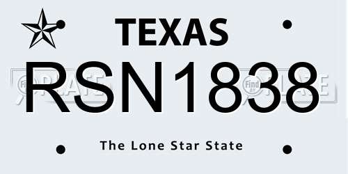 RSN1838 Texas License Plate