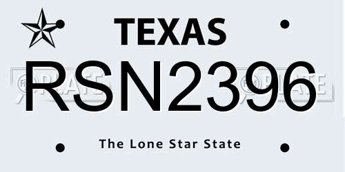RSN2396 Texas License Plate