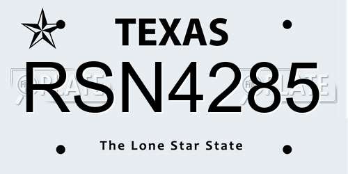 RSN4285 Texas License Plate