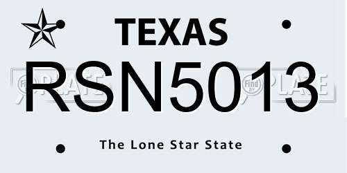 RSN5013 Texas License Plate