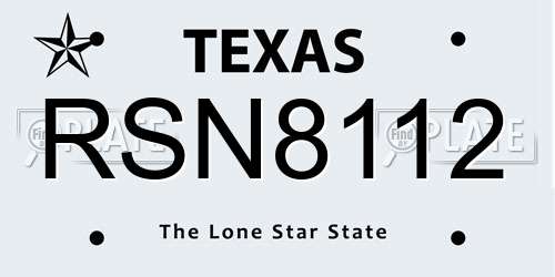 RSN8112 Texas License Plate