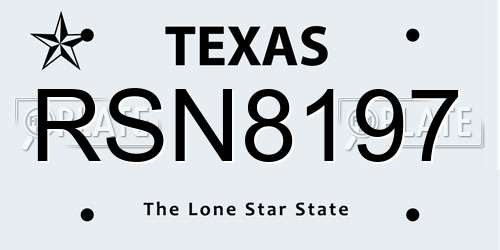 RSN8197 Texas License Plate