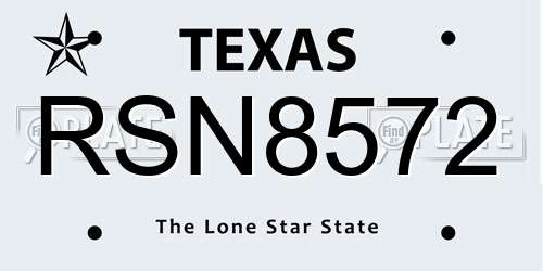 RSN8572 Texas License Plate