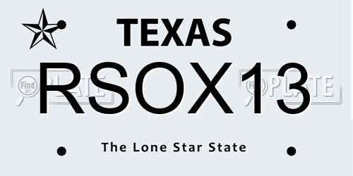RSOX13 Texas License Plate